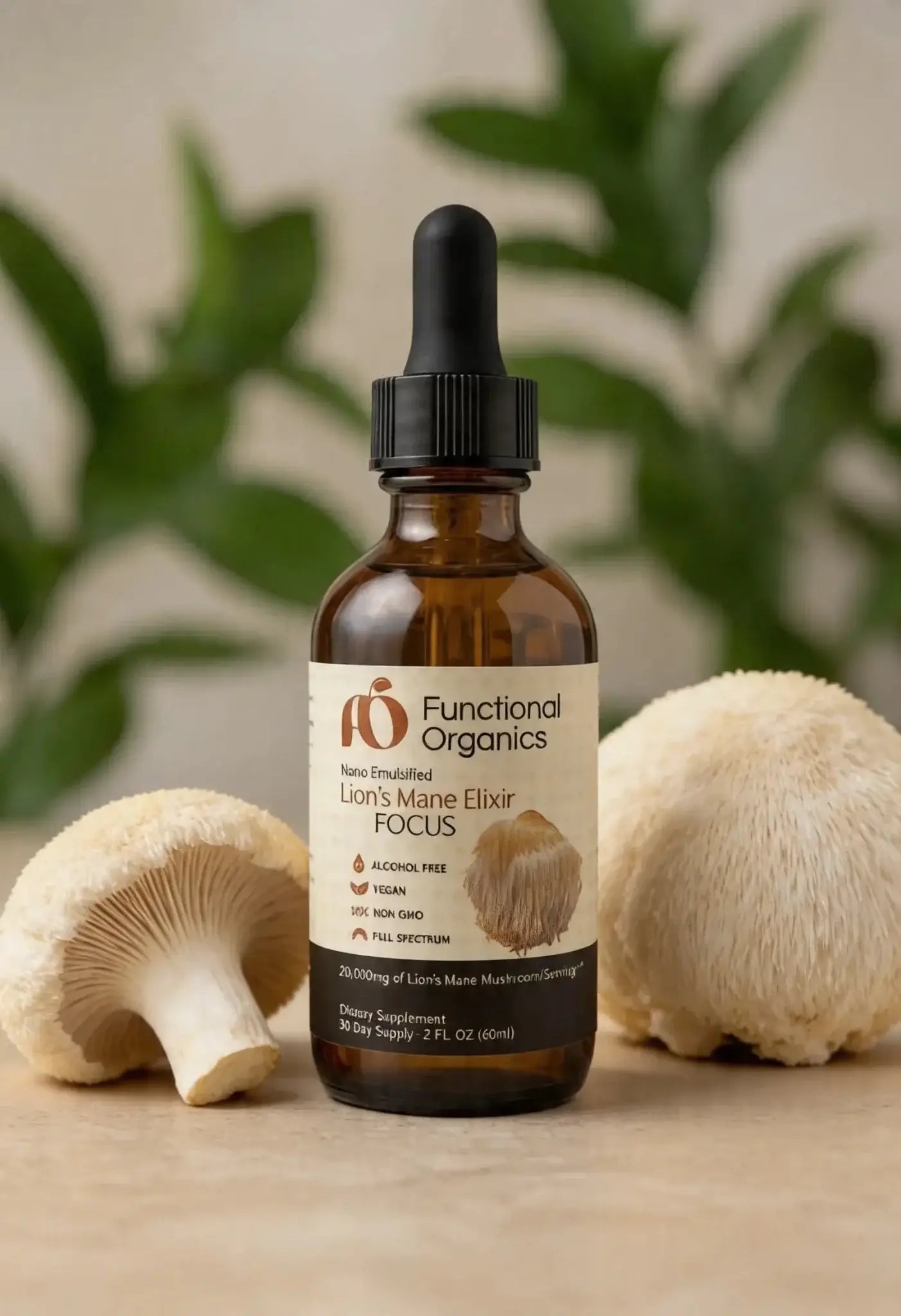 Lion's Mane Elixir FOCUS | 20,000mg Nano Tincture - Functional Organics